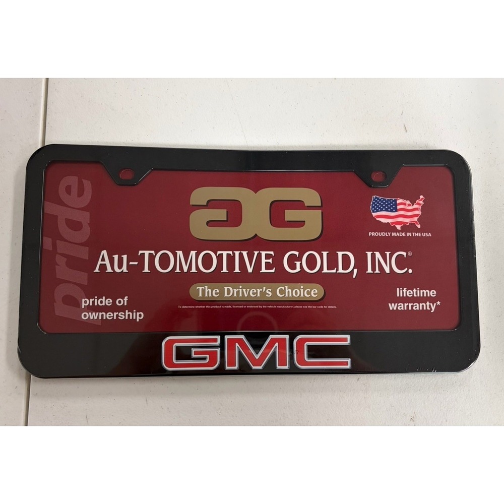 AuTOMOTIVE GOLD INC. UV Print GMC Logo onBlack Polycarbonate License Plate Frame
